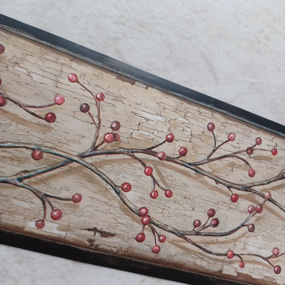 Wallpaper Border Country Winterberry Branch Beige